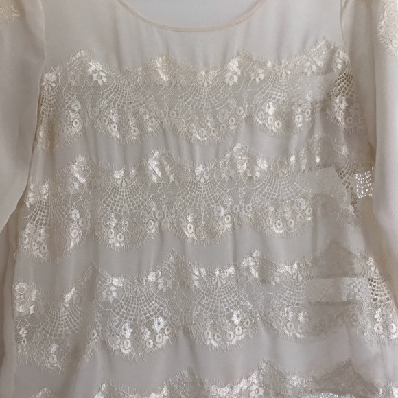 Lucky Brand Cream Lace Sheer Blouse - Picture 2 of 7